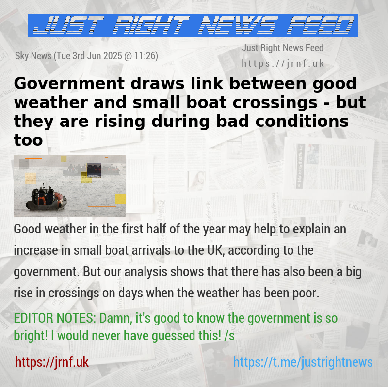 Government draws link between good weather and small boat crossings — but they are rising during bad conditions too