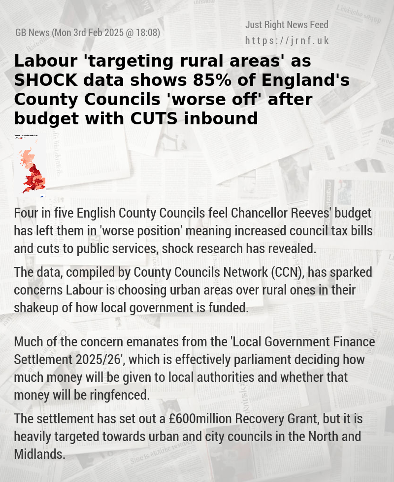 Labour ‘targeting rural areas’ as SHOCK data shows 85% of England’s County Councils ’worse off’ after budget with CUTS inbound