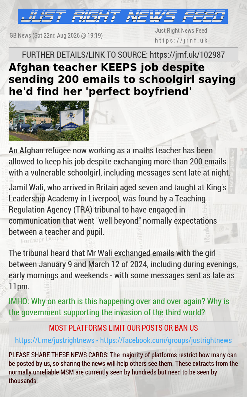 Afghan teacher KEEPS job despite sending 200 emails to schoolgirl saying he’d find her ’perfect boyfriend’