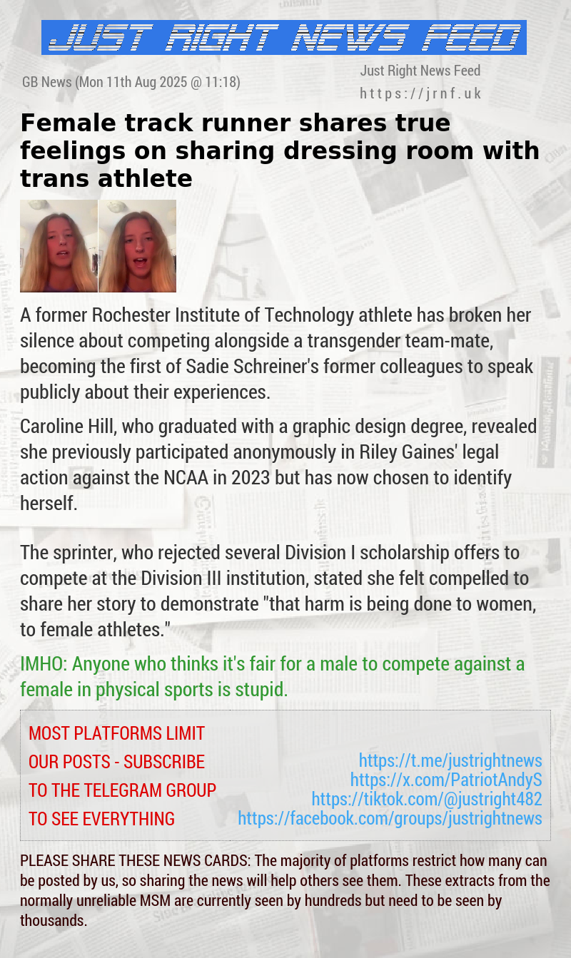 Female track runner shares true feelings on sharing dressing room with trans athlete