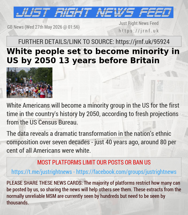 White people set to become minority in US by 2050 — 13 years before Britain