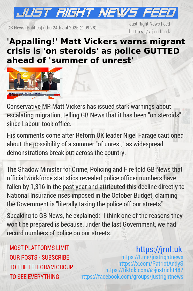 ’Appalling!’ Matt Vickers warns migrant crisis is ’on steroids’ as police GUTTED ahead of ’summer of unrest’
