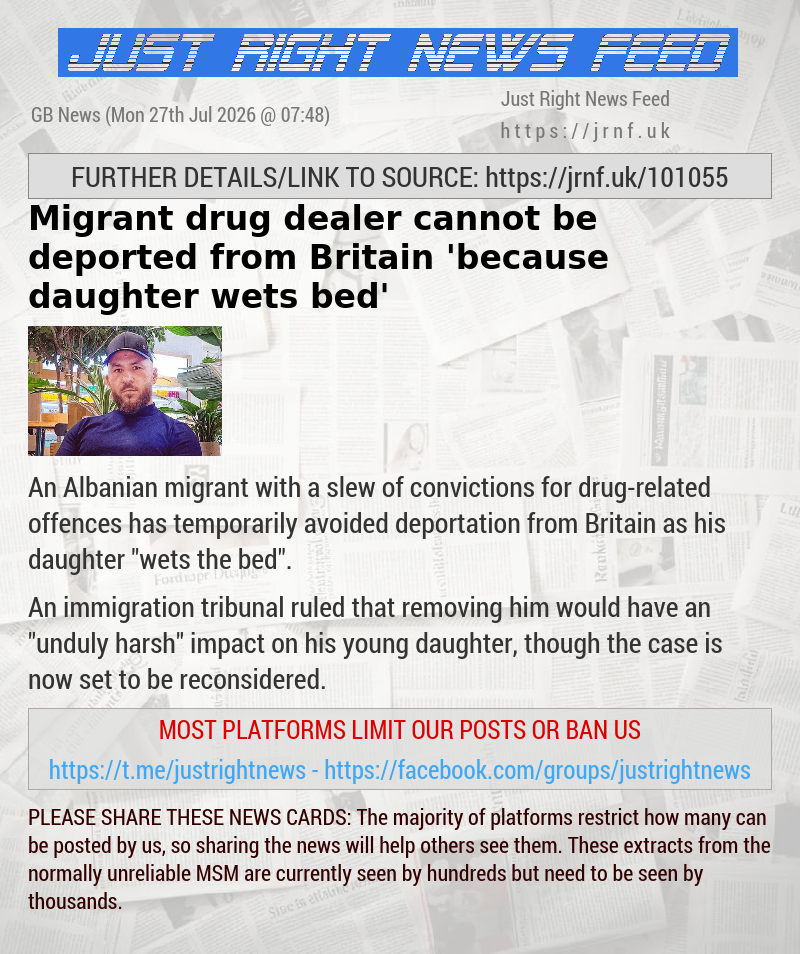 Migrant drug dealer cannot be deported from Britain ’because daughter wets bed’