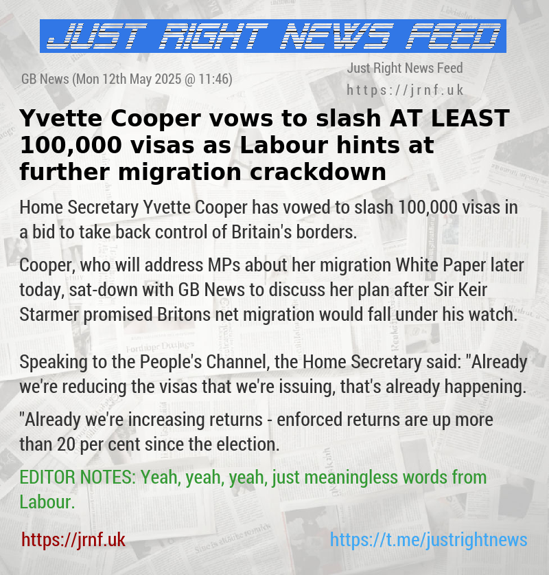 Yvette Cooper vows to slash AT LEAST 100,000 visas as Labour hints at further migration crackdown