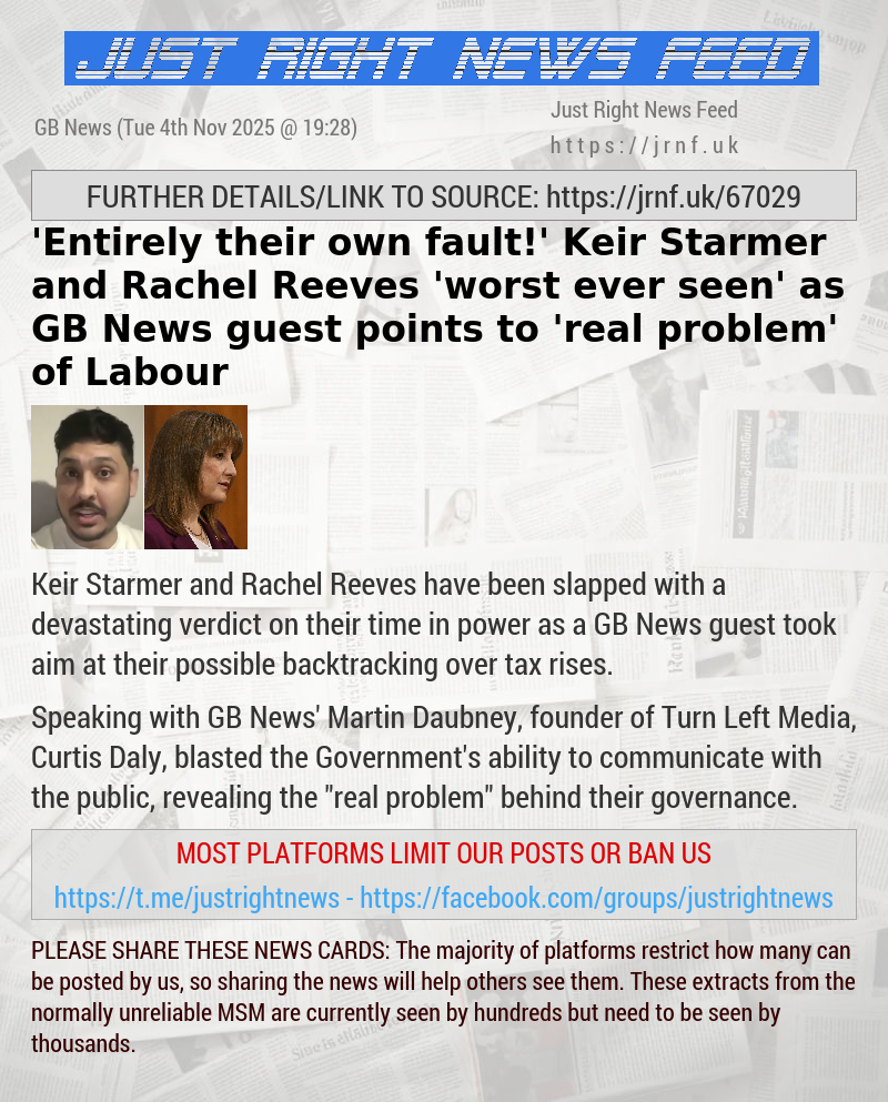 ’Entirely their own fault!’ Keir Starmer and Rachel Reeves ’worst ever seen’ as GB News guest points to ’real problem’ of Labour