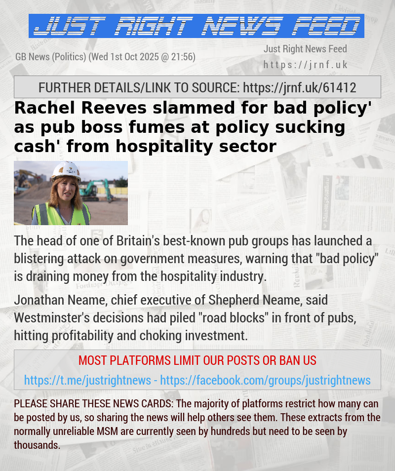 Rachel Reeves slammed for ‘bad policy’ as pub boss fumes at policy ‘sucking cash’ from hospitality sector