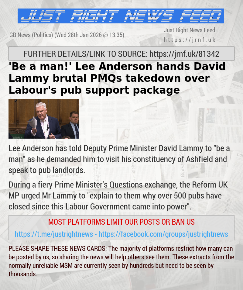 ’Be a man!’ Lee Anderson hands David Lammy brutal PMQs takedown over Labour’s pub support package
