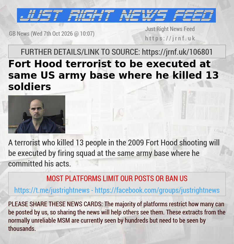 Fort Hood terrorist to be executed at same US army base where he killed 13 soldiers