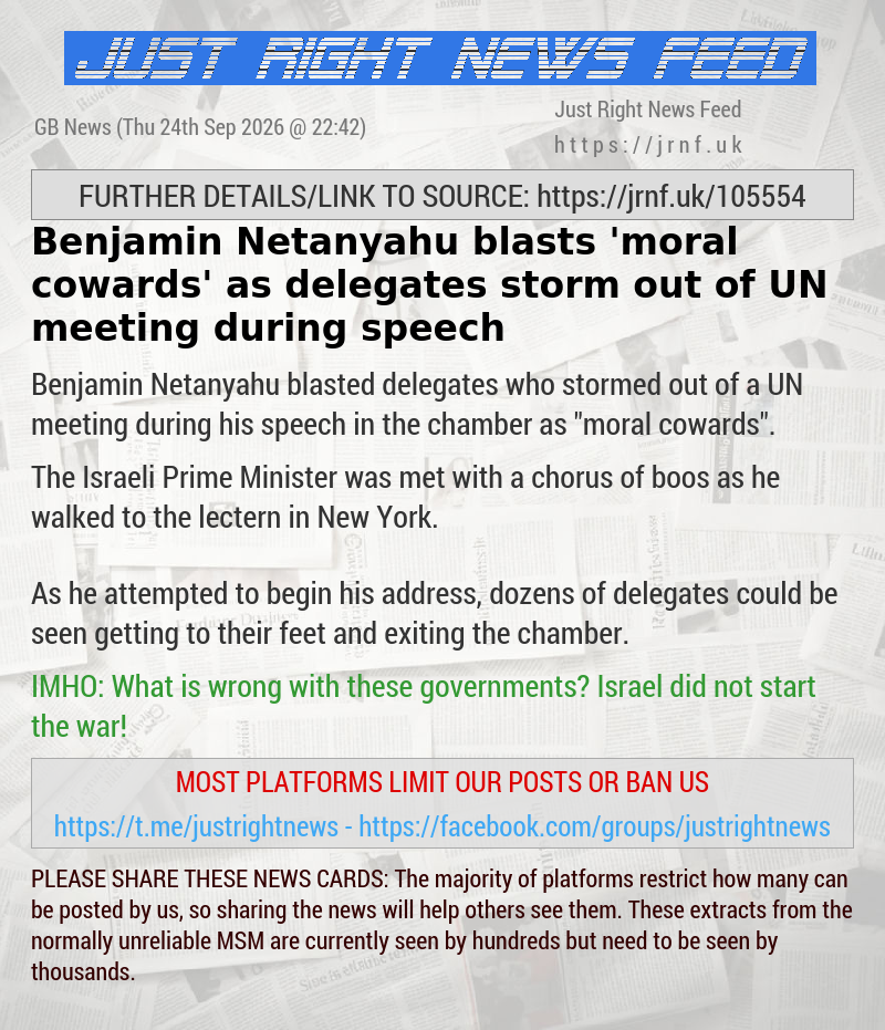 Benjamin Netanyahu blasts ‘moral cowards’ as delegates storm out of UN meeting during speech