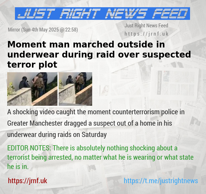 Moment man marched outside in underwear during raid over suspected terror plot