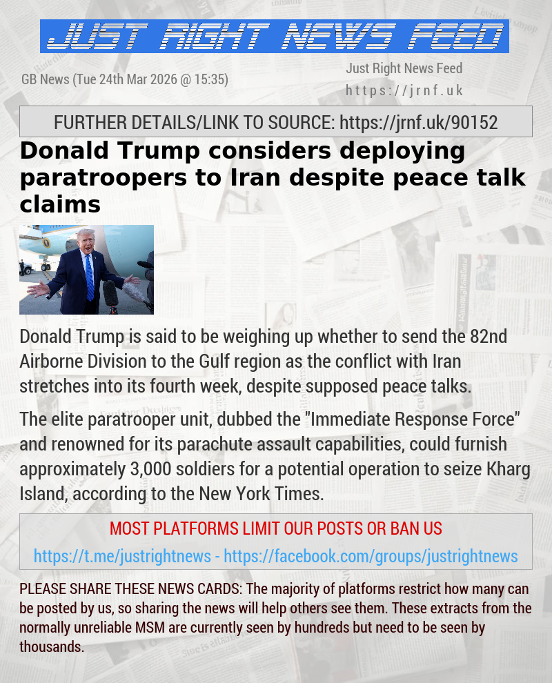 Donald Trump considers deploying paratroopers to Iran despite peace talk claims