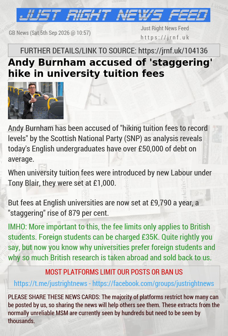 Andy Burnham accused of ’staggering’ hike in university tuition fees