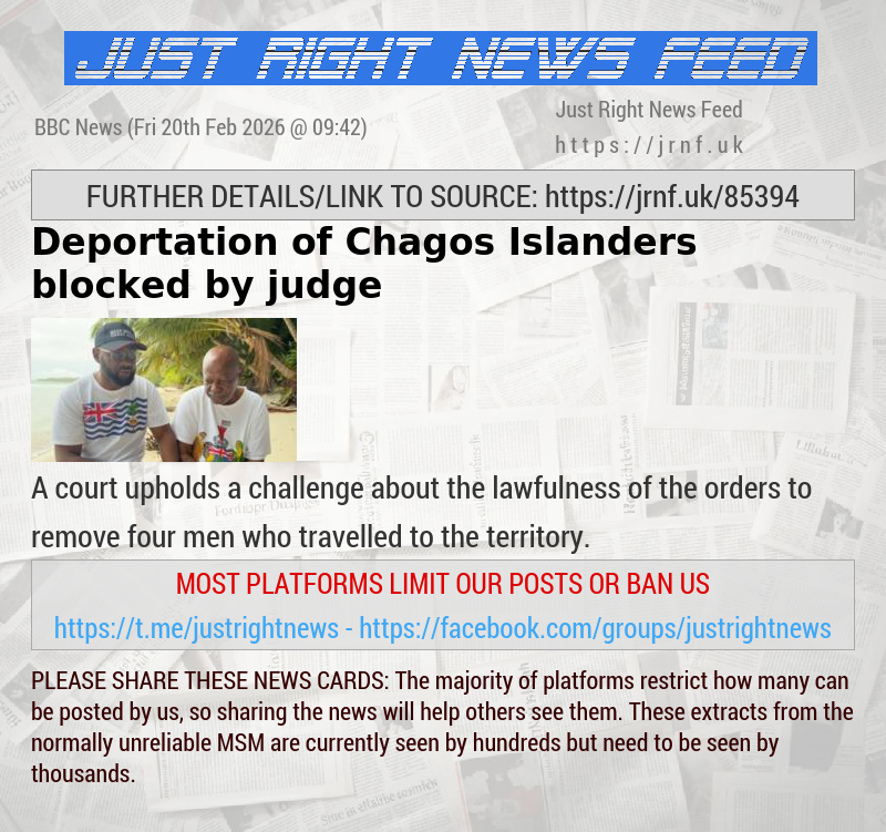 Deportation of Chagos Islanders blocked by judge