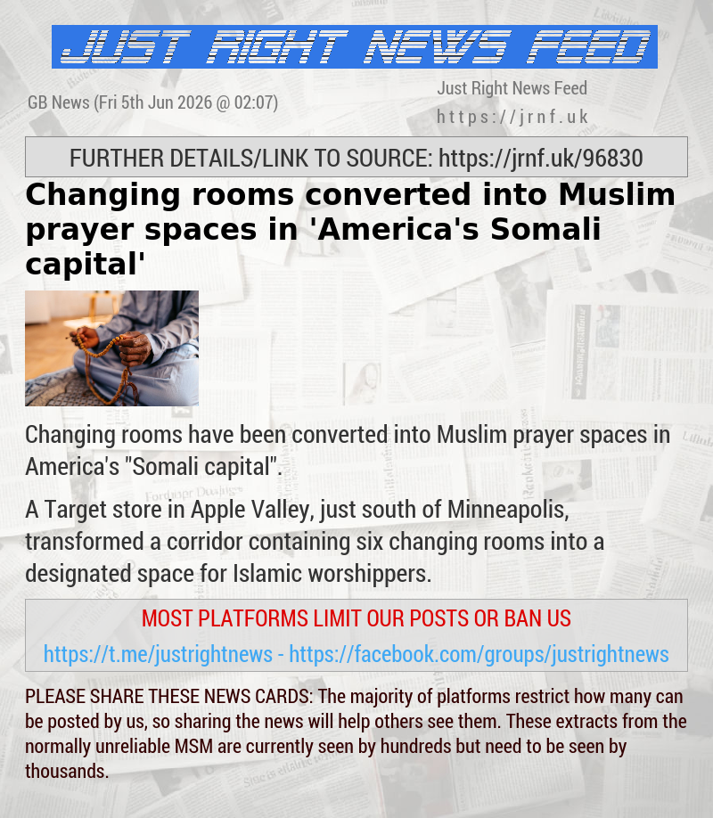 Changing rooms converted into Muslim prayer spaces in ’America’s Somali capital’