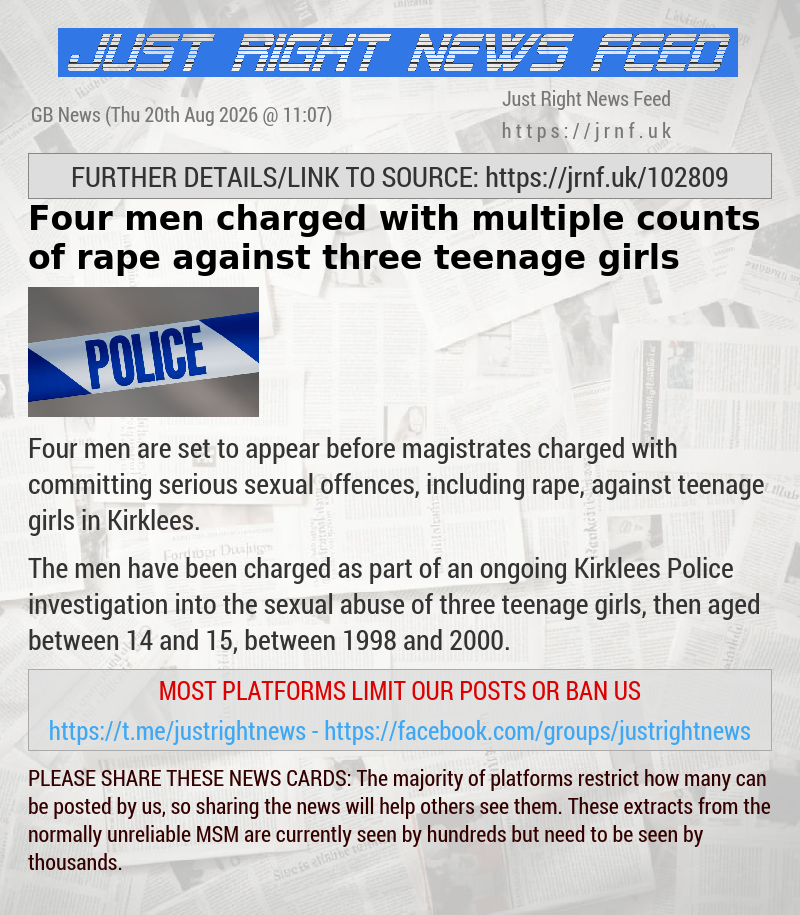 Four men charged with multiple counts of rape against three teenage girls