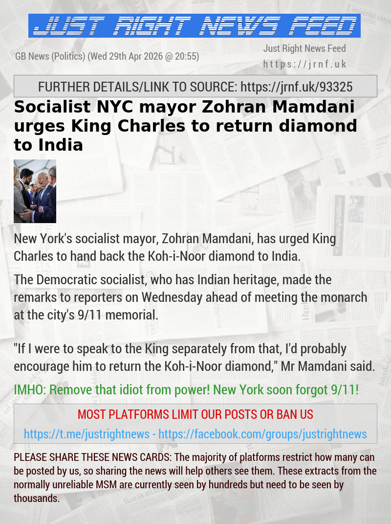 Socialist NYC mayor Zohran Mamdani urges King Charles to return diamond to India