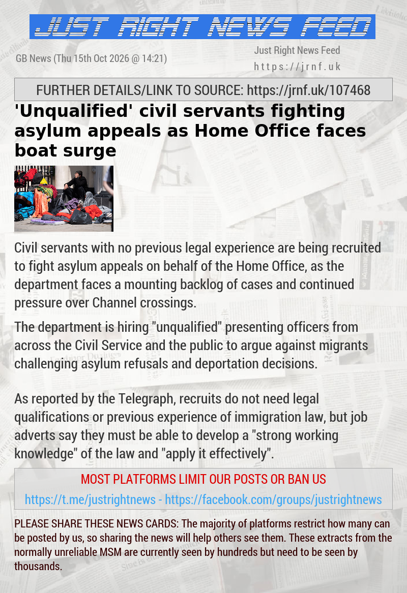 ’Unqualified’ civil servants fighting asylum appeals as Home Office faces boat surge