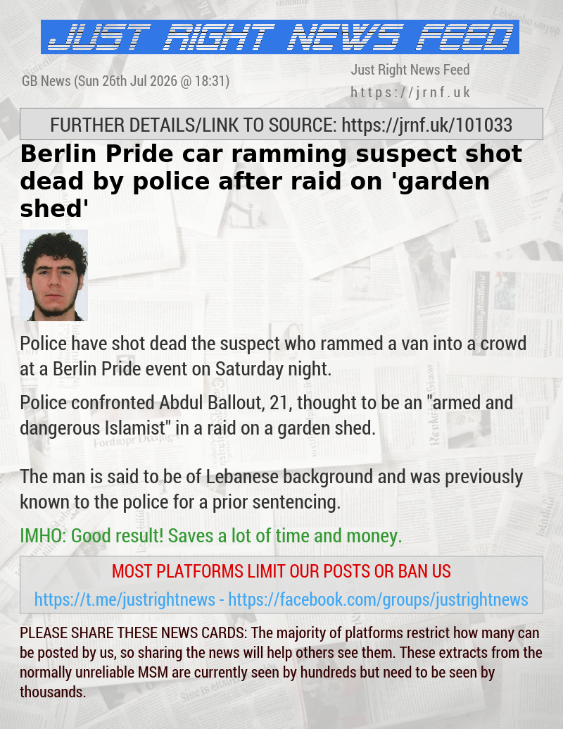 Berlin Pride car ramming suspect shot dead by police after raid on ‘garden shed’