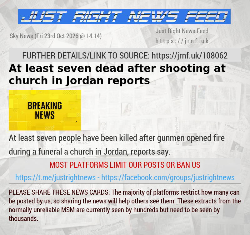 At least seven dead after shooting at church in Jordan — reports