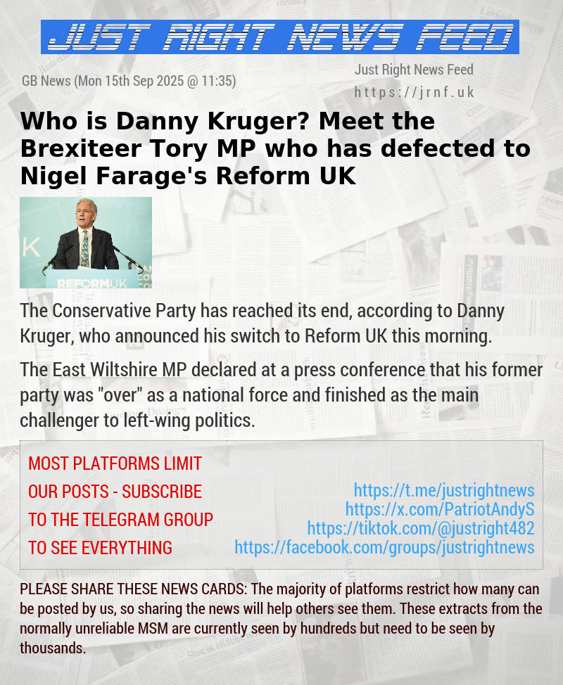 Who is Danny Kruger? Meet the Brexiteer Tory MP who has defected to Nigel Farage’s Reform UK