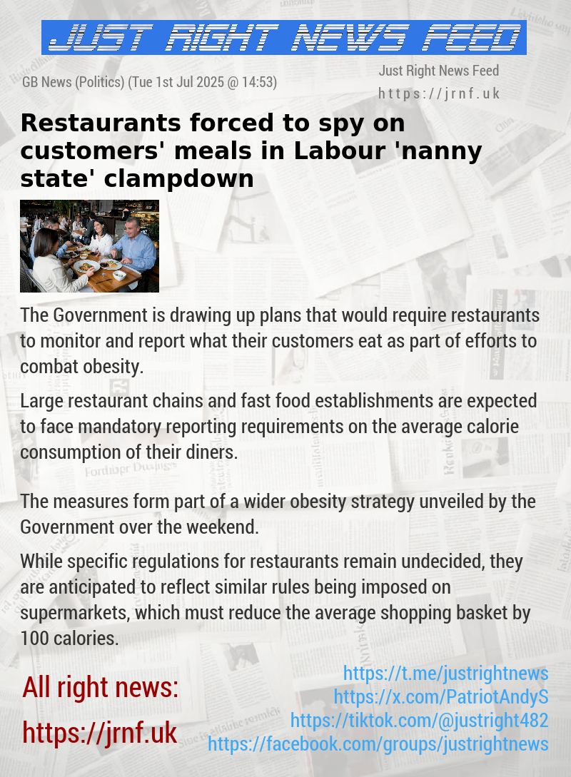 Restaurants forced to spy on customers’ meals in Labour ’nanny state’ clampdown