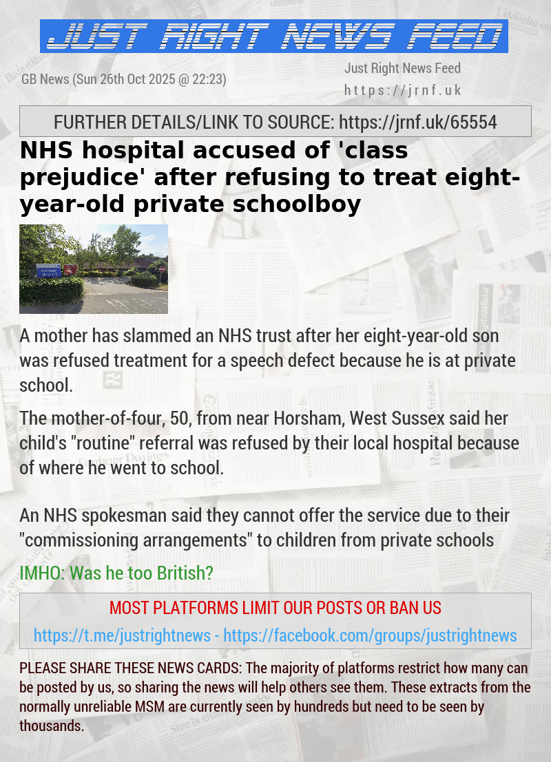 NHS hospital accused of ’class prejudice’ after refusing to treat eight—year—old private schoolboy