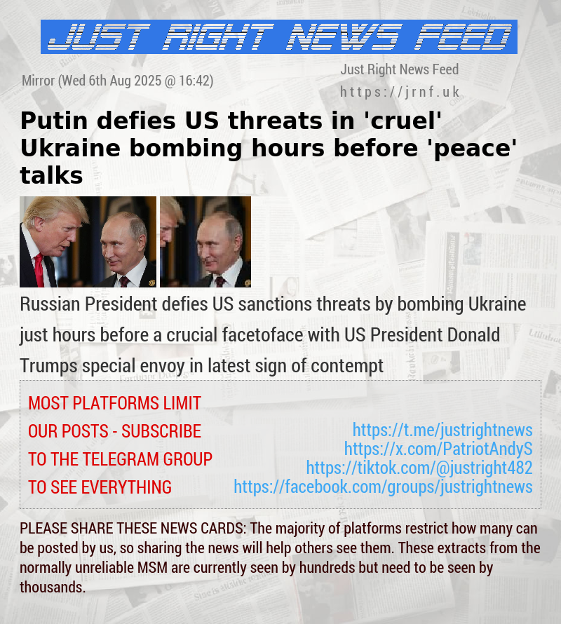 Putin defies US threats in ’cruel’ Ukraine bombing hours before ’peace’ talks