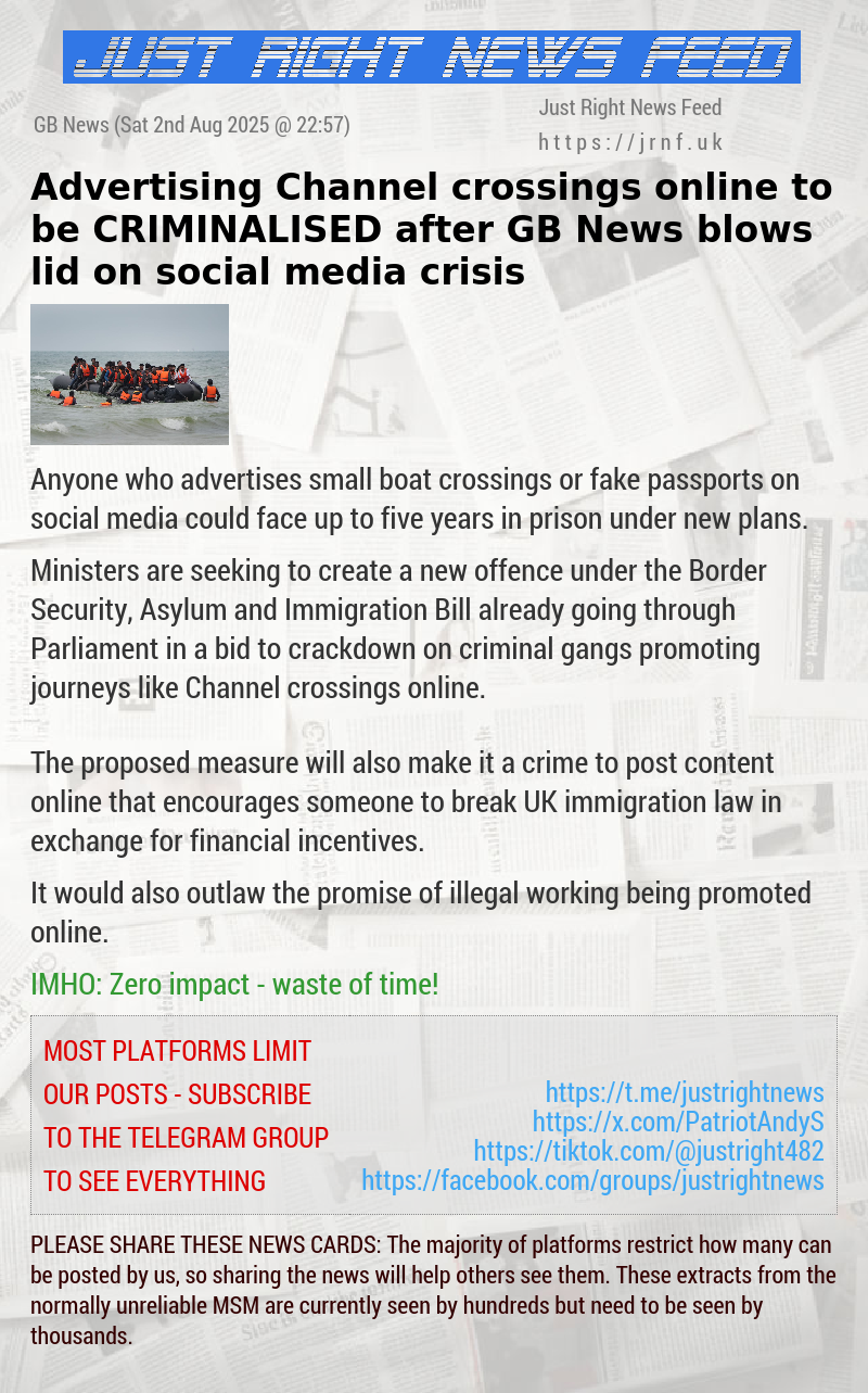 Advertising Channel crossings online to be CRIMINALISED after GB News blows lid on social media crisis