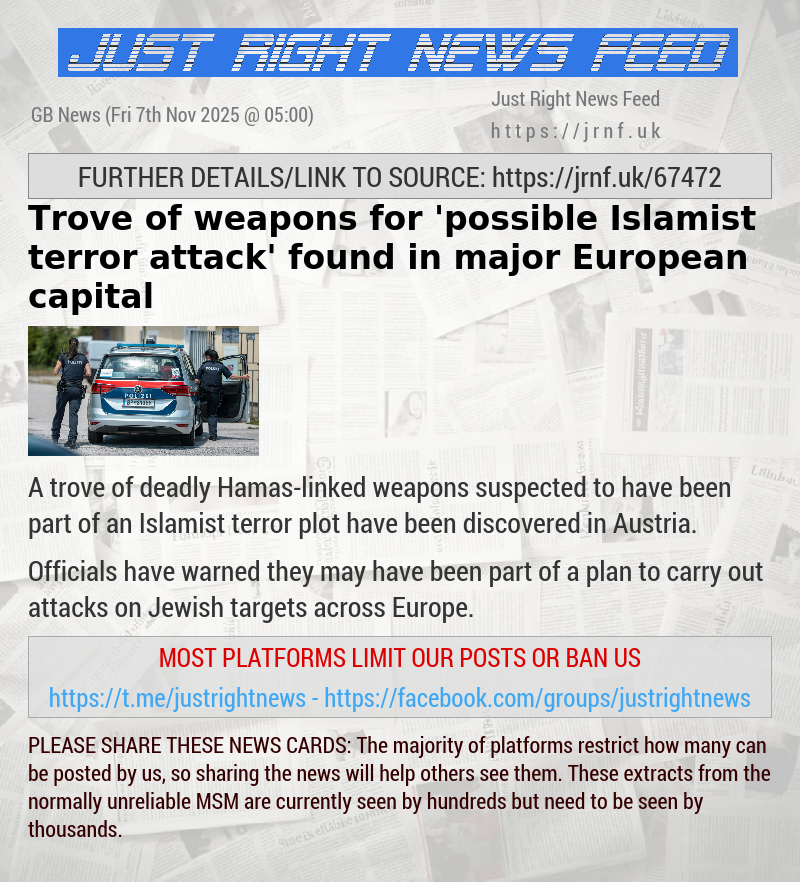 Trove of weapons for ’possible Islamist terror attack’ found in major European capital