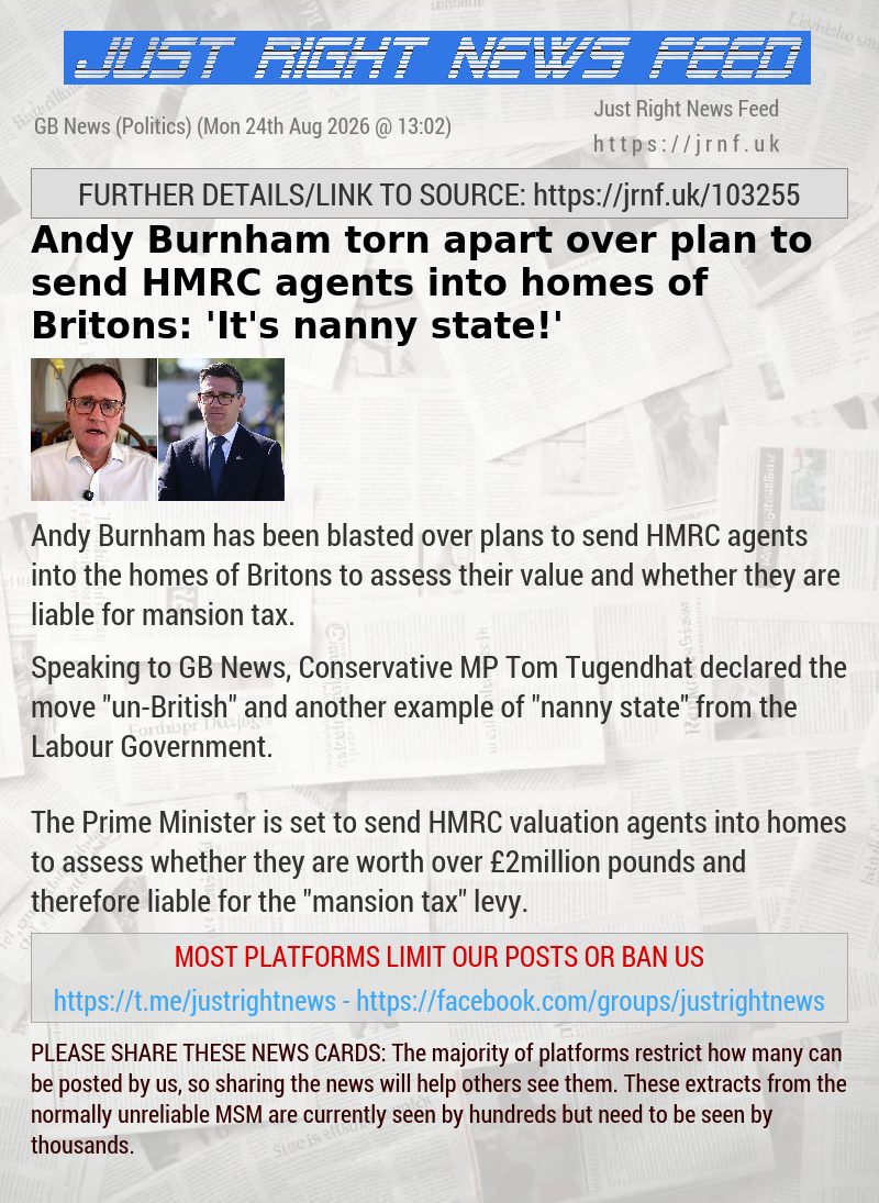 Andy Burnham torn apart over plan to send HMRC agents into homes of Britons: ’It’s nanny state!’