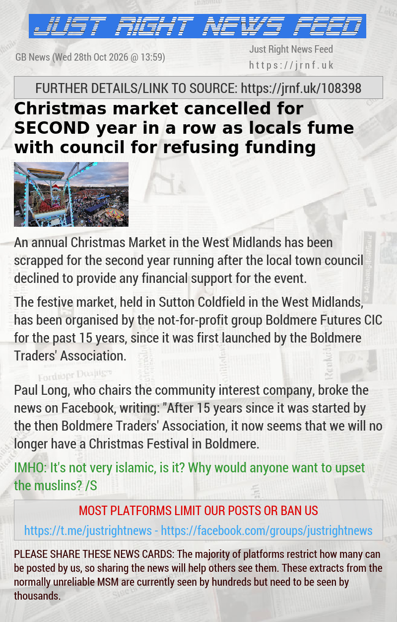 Christmas market cancelled for SECOND year in a row as locals fume with council for refusing funding
