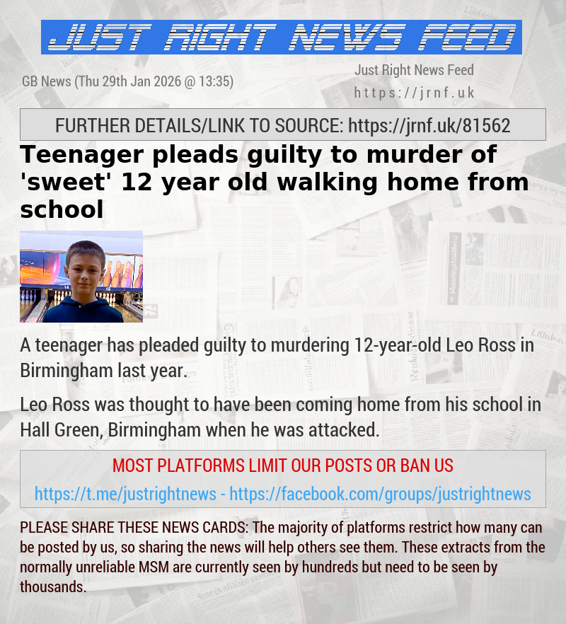 Teenager pleads guilty to murder of ’sweet’ 12—year—old walking home from school