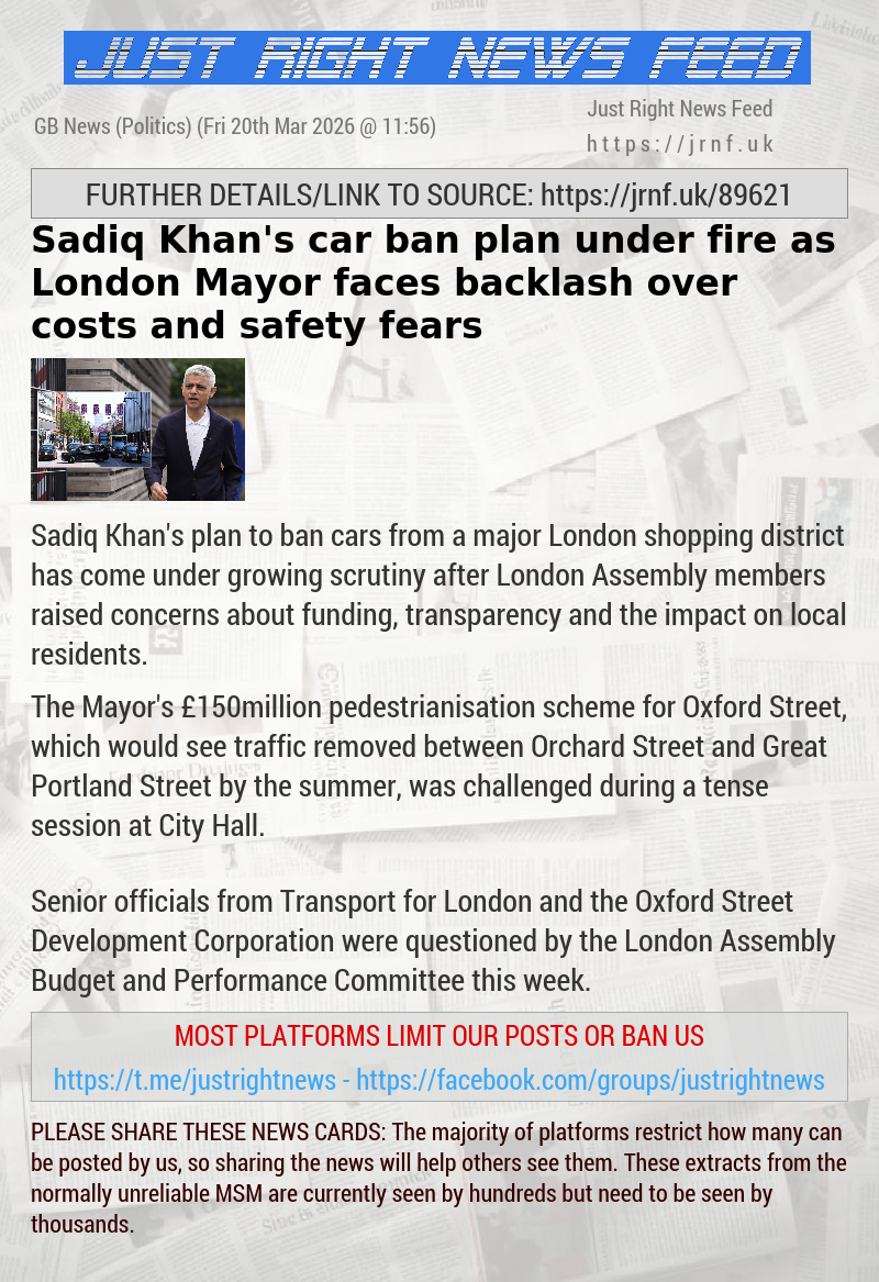 Sadiq Khan’s car ban plan under fire as London Mayor faces backlash over costs and safety fears