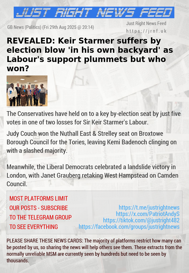 REVEALED: Keir Starmer suffers by—election blow ’in his own backyard’ as Labour’s support plummets — but who won?