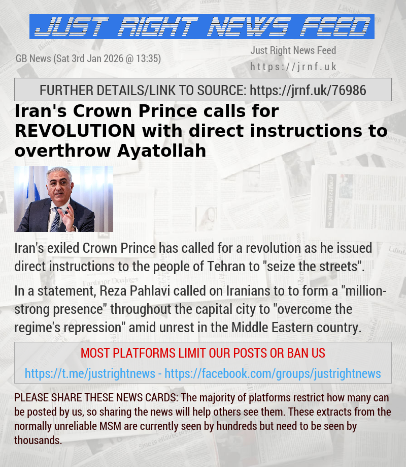 Iran’s Crown Prince calls for REVOLUTION with direct instructions to overthrow Ayatollah