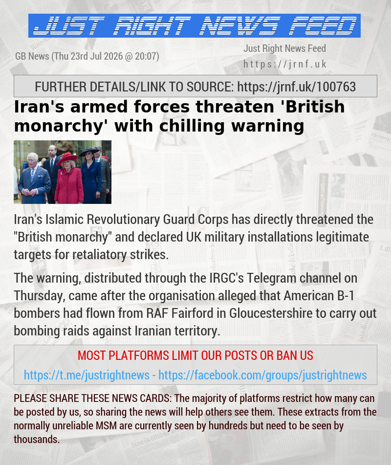 Iran’s armed forces threaten ’British monarchy’ with chilling warning