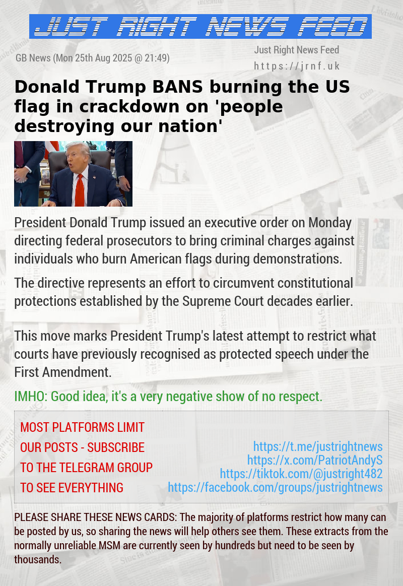 Donald Trump BANS burning the US flag in crackdown on ‘people destroying our nation’