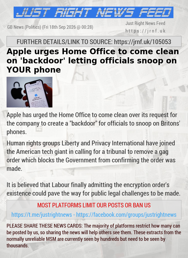 Apple urges Home Office to come clean on ’backdoor’ letting officials snoop on YOUR phone