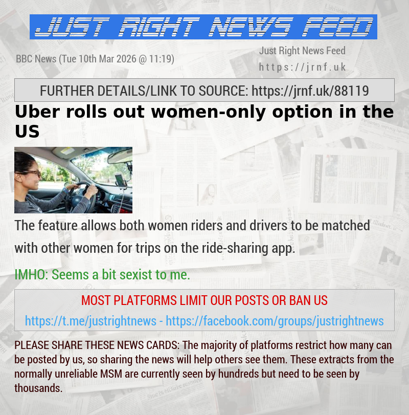 Uber rolls out women—only option in the US
