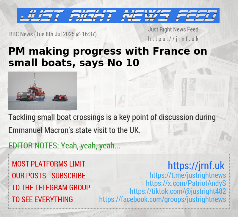 PM making progress with France on small boats, says No 10