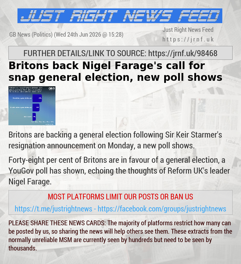 Britons back Nigel Farage’s call for snap general election, new poll shows