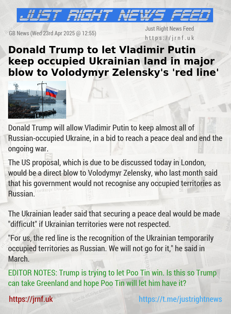 Donald Trump to let Vladimir Putin keep occupied Ukrainian land in major blow to Volodymyr Zelensky’s ’red line’