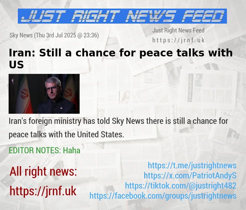 Iran: Still a chance for peace talks with US