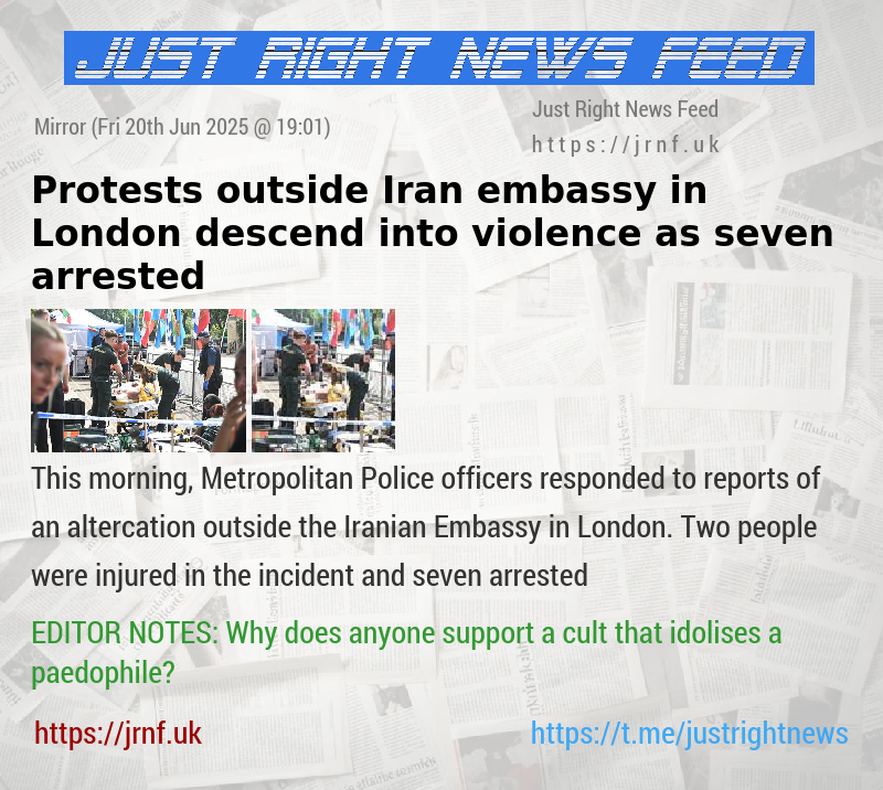 Protests outside Iran embassy in London descend into violence as seven arrested