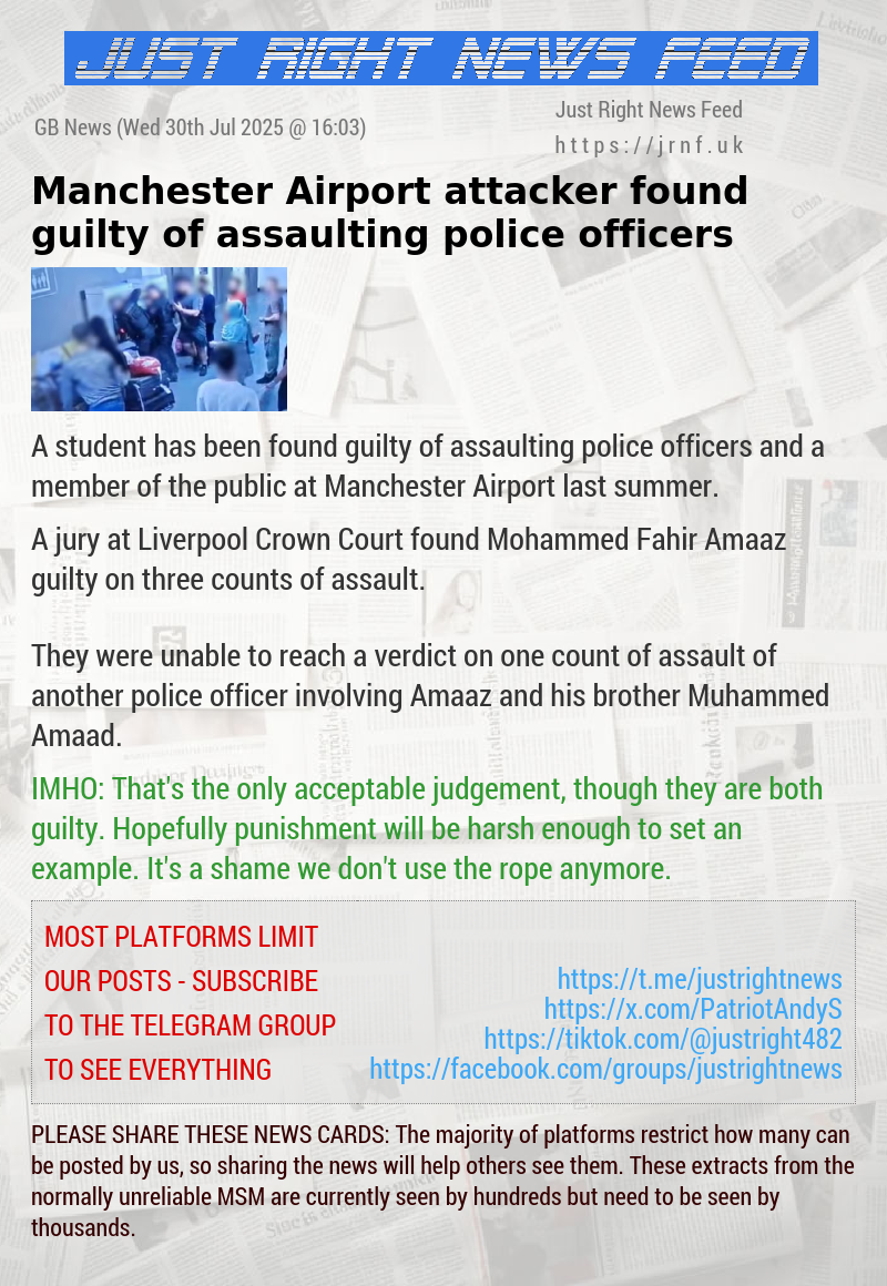 Manchester Airport attacker found guilty of assaulting police officers
