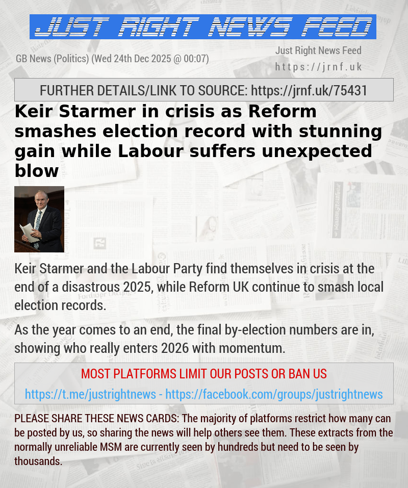 Keir Starmer in crisis as Reform smashes election record with stunning gain while Labour suffers unexpected blow