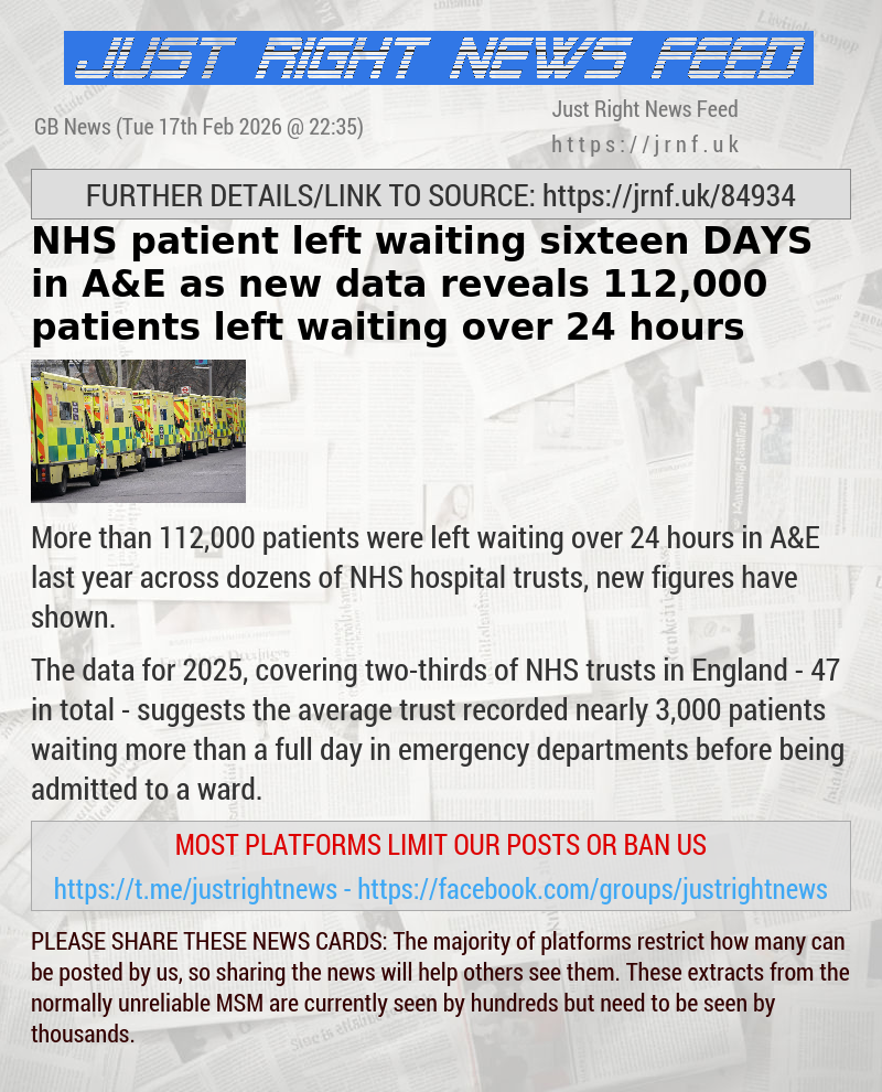 NHS patient left waiting sixteen DAYS in A&E as new data reveals 112,000 patients left waiting over 24 hours