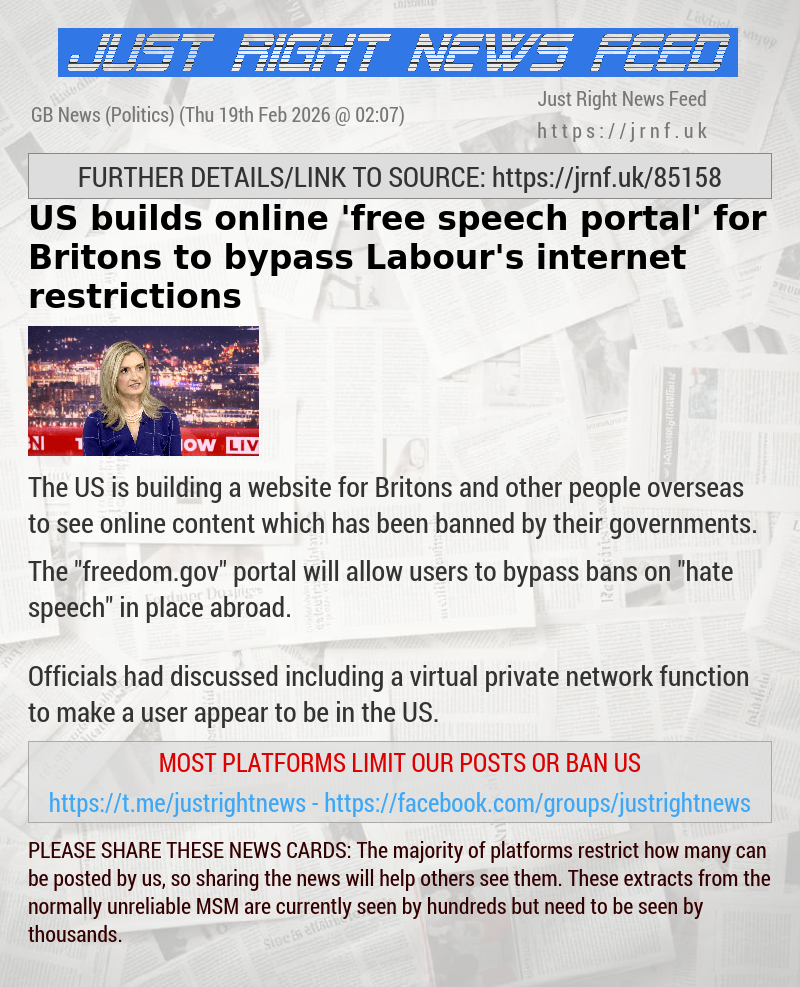 US builds online ’free speech portal’ for Britons to bypass Labour’s internet restrictions