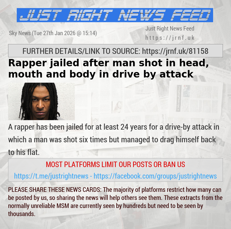 Rapper jailed after man shot in head, mouth and body in drive—by attack