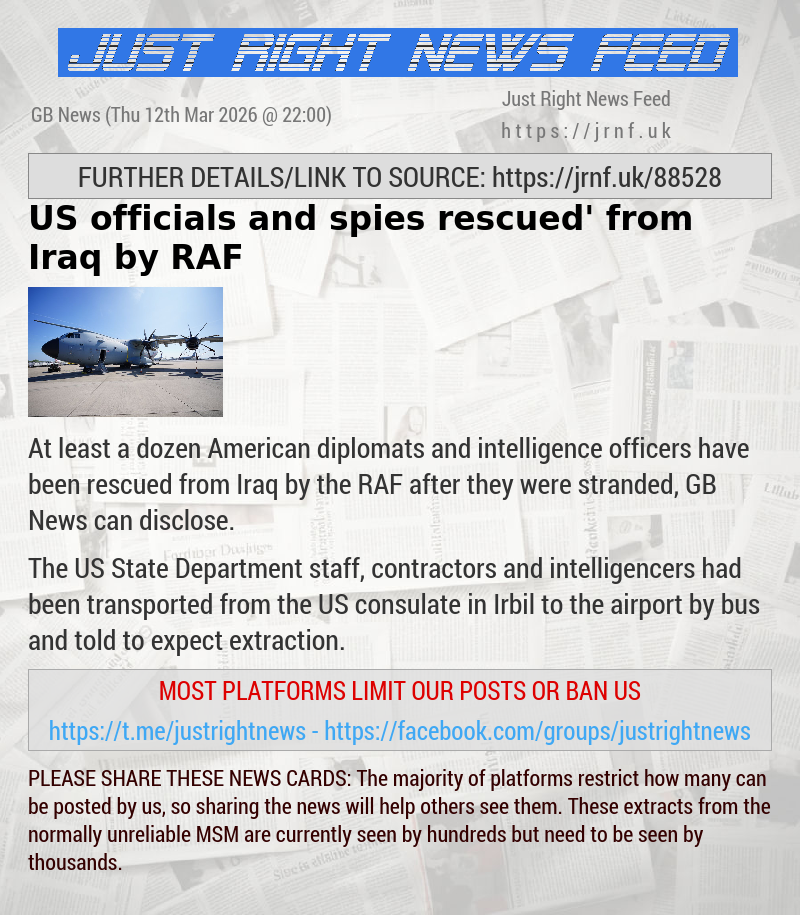 US officials and spies ‘rescued’ from Iraq by RAF